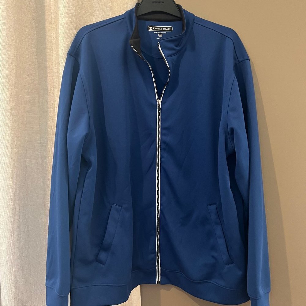 Men's Blue Pebble Beach Performance Full zip jacket, Size XXL